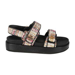 Tory Burch Kira Sport Tweed Bouclé Velcro Sandals Cream Multi | Women’s 8.5